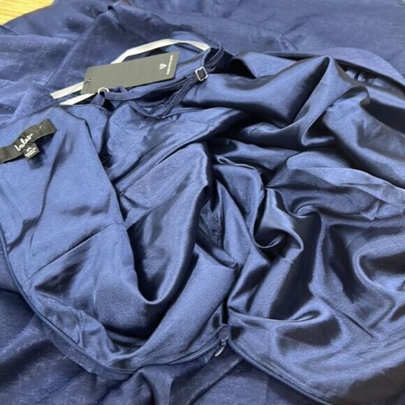 Lulus XL Navy Blue Satin Maxi Dress - Picture 8 of 10